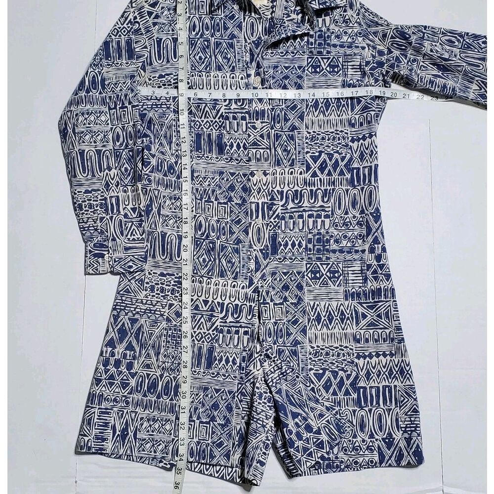 Vintage John Meyer Of Norwich Pleated Romper Size 12 Geometric Print Button Up - Picture 8 of 11